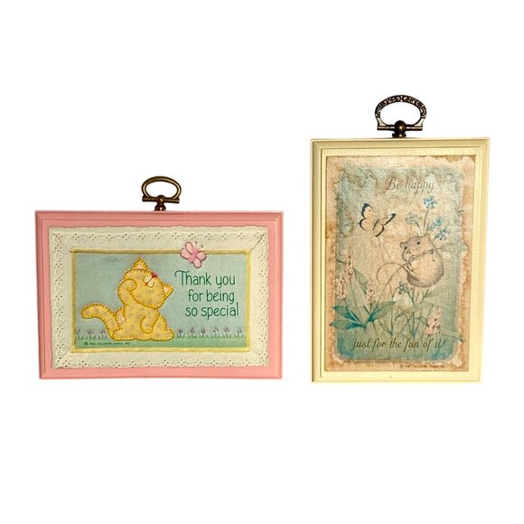 1980s Hallmark Inspirational Wall Plaques Set Of 2 With Gold Hangers - Picture 1 of 10